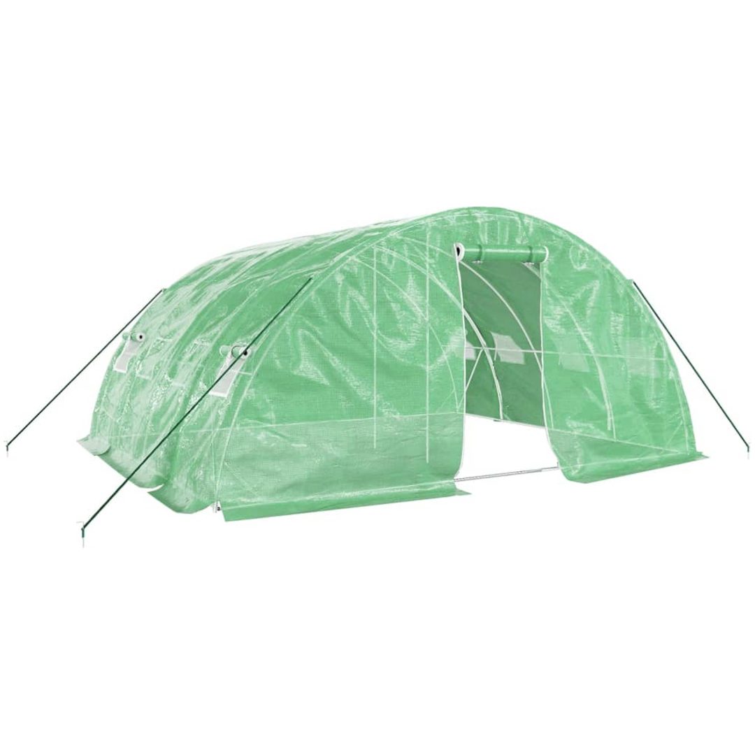Växthus med stålram grön 20 m² vidaXL 5 x 4 x 2.3 m – bild 2