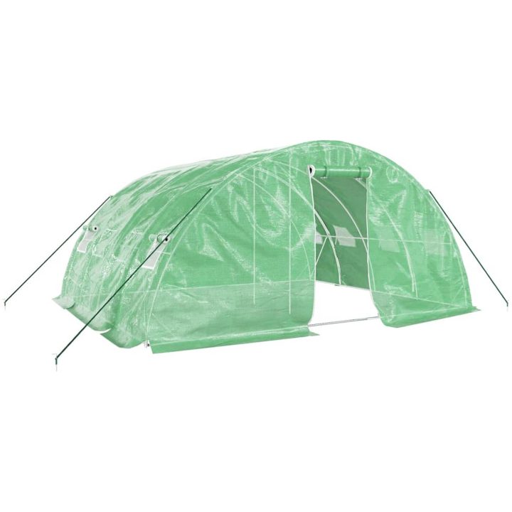 Växthus med stålram grön 20 m² vidaXL 5 x 4 x 2.3 m – bild 2