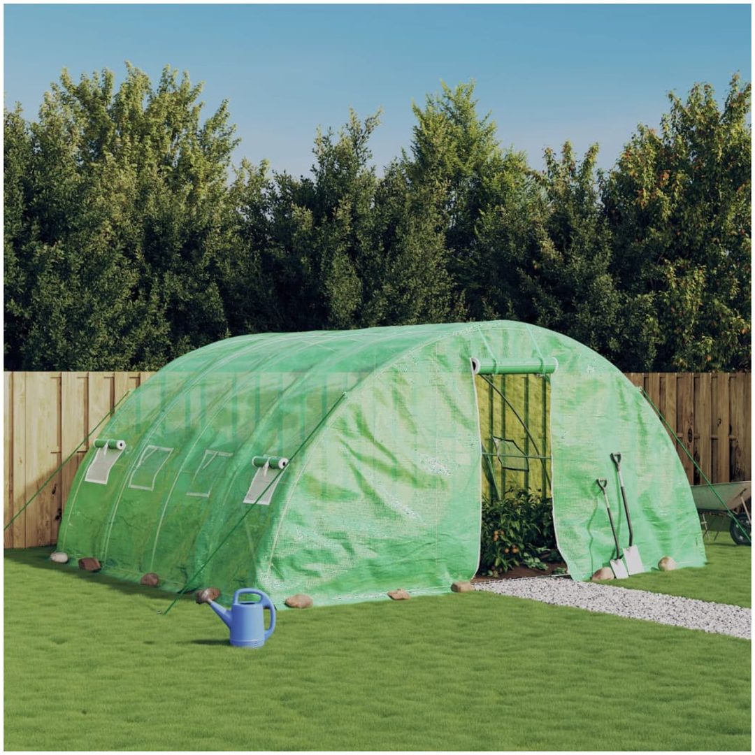 Växthus med stålram grön 20 m² vidaXL 5 x 4 x 2.3 m
