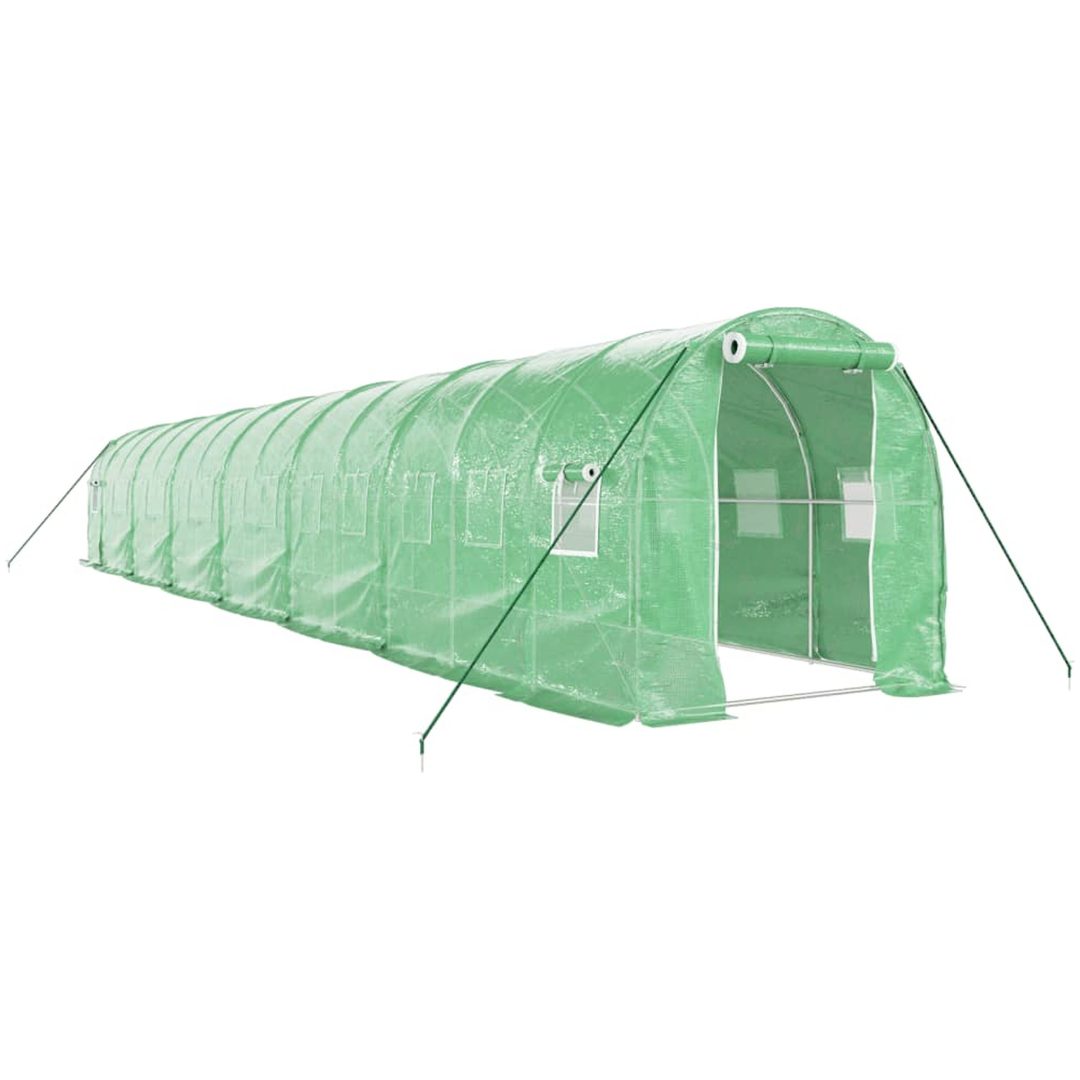 Växthus med stålram grön 28 m² vidaXL 14 x 2 x 2 m – bild 2