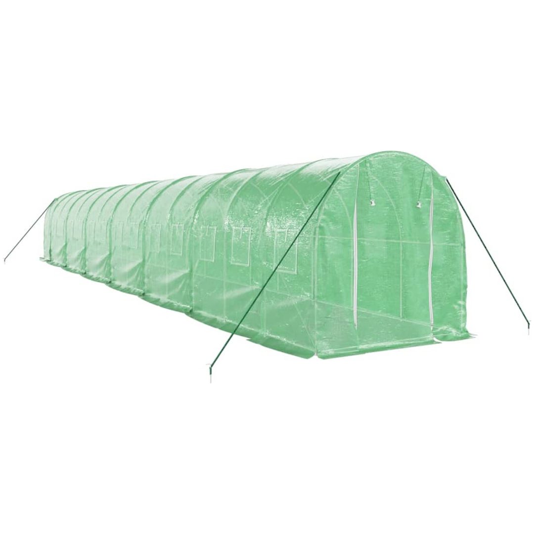 Växthus med stålram grön 28 m² vidaXL 14 x 2 x 2 m – bild 3