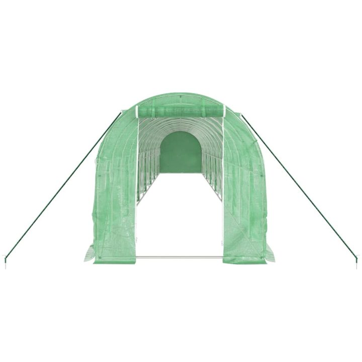 Växthus med stålram grön 28 m² vidaXL 14 x 2 x 2 m – bild 4
