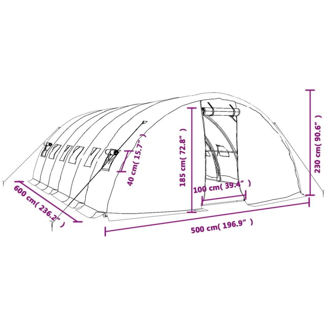 Växthus med stålram grön 30 m² vidaXL 6 x 5 x 2.3 m – bild 12