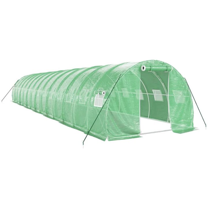 Växthus med stålram grön 42 m² vidaXL 14 x 3 x 2 m – bild 2