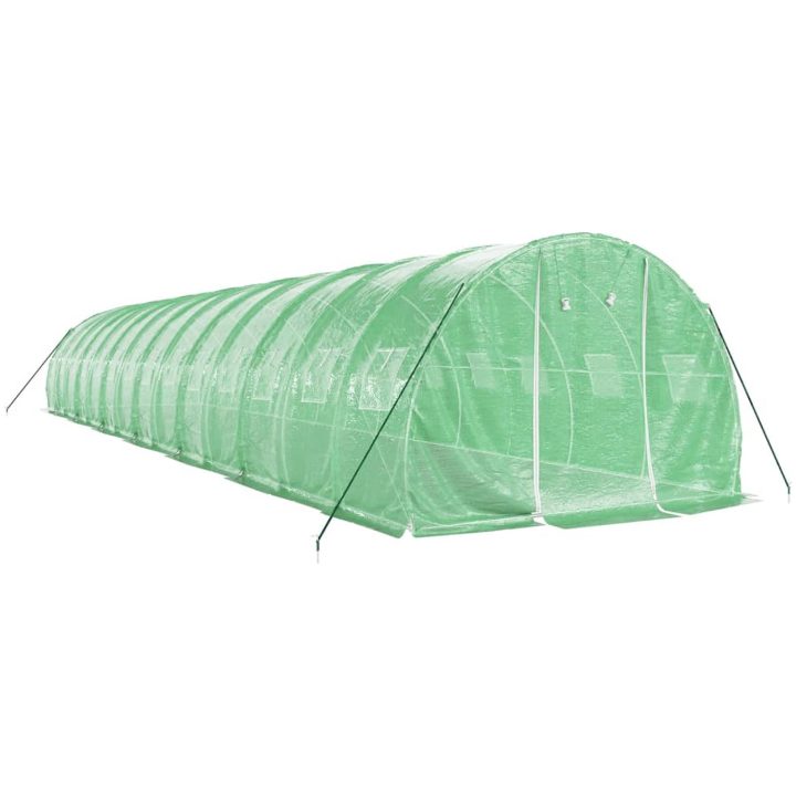 Växthus med stålram grön 42 m² vidaXL 14 x 3 x 2 m – bild 3