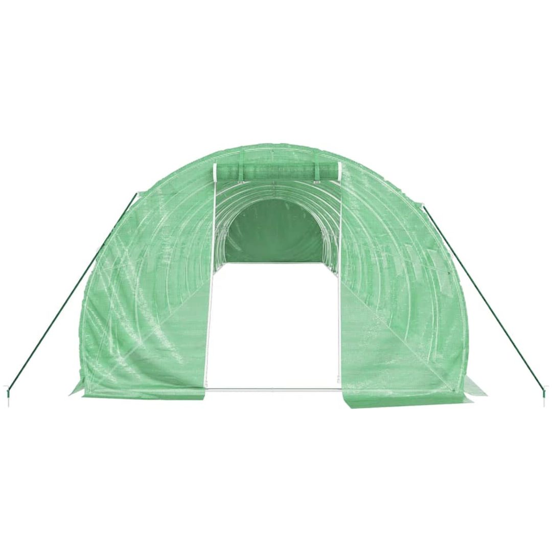 Växthus med stålram grön 42 m² vidaXL 14 x 3 x 2 m – bild 4
