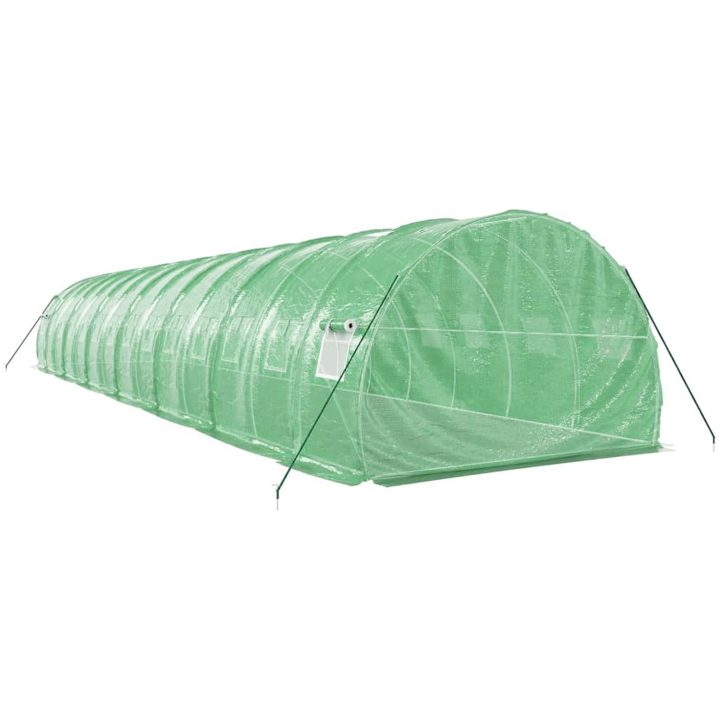 Växthus med stålram grön 42 m² vidaXL 14 x 3 x 2 m – bild 6