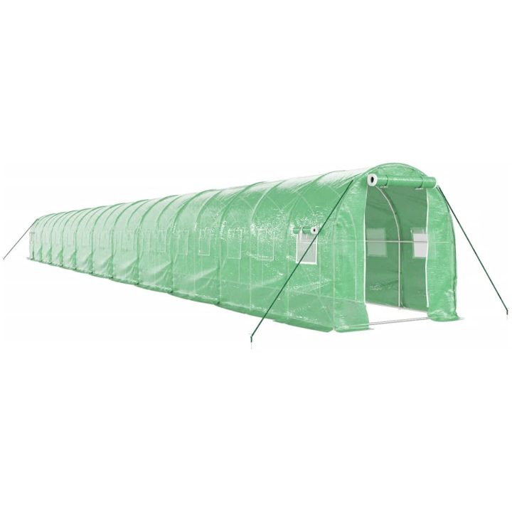 Växthus med stålram grön 44 m² vidaXL 22 x 2 x 2 m – bild 2