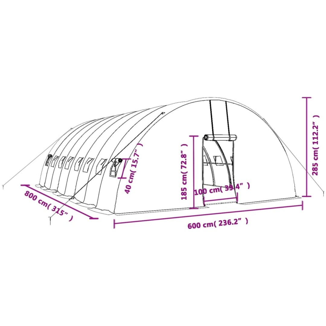Växthus med stålram grön 48 m² vidaXL 8 x 6 x 2.85 m – bild 12