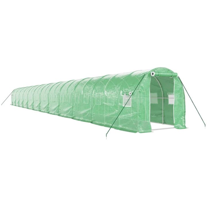 Växthus med stålram grön 48m² vidaXL 24 x 2 x 2 m – bild 2