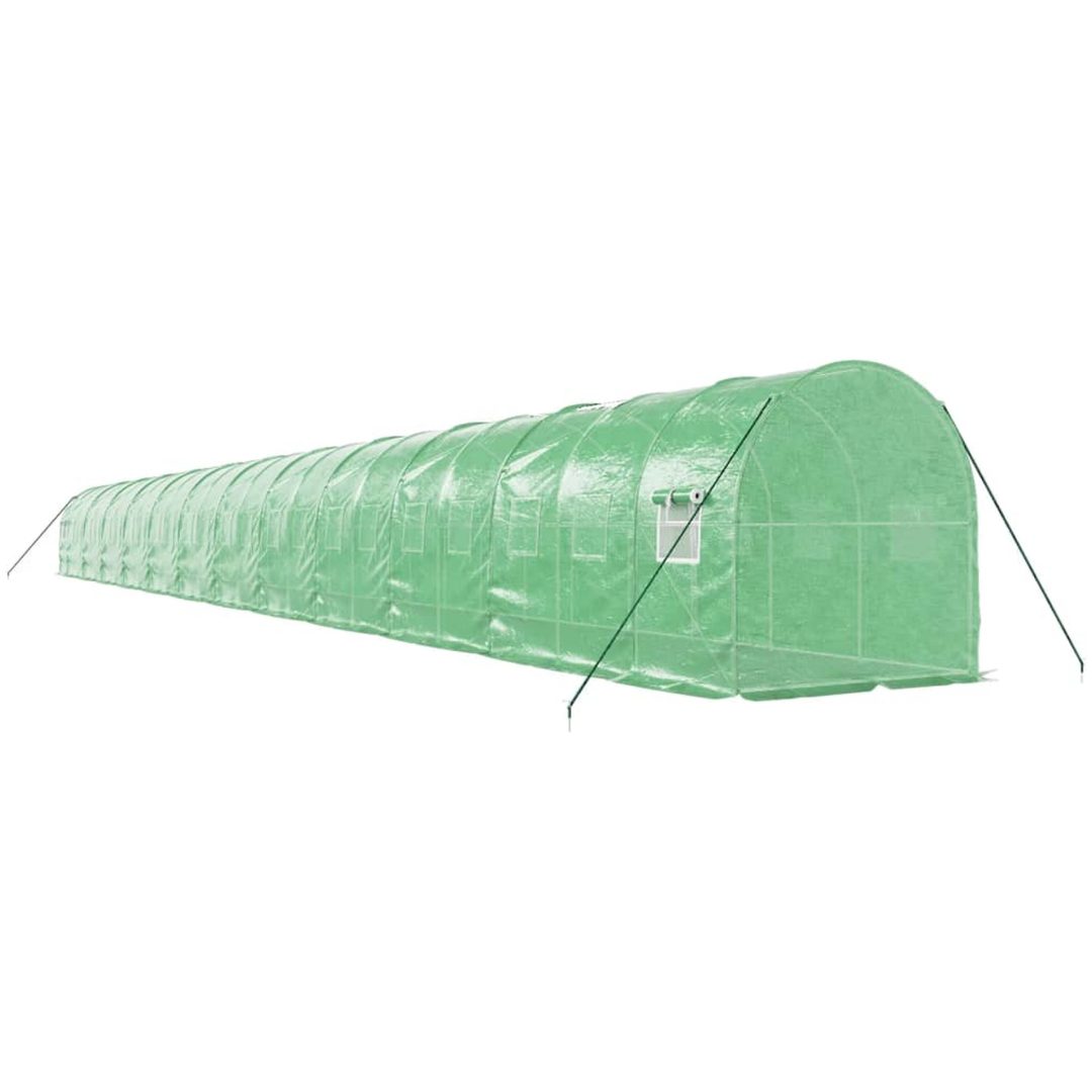 Växthus med stålram grön 48m² vidaXL 24 x 2 x 2 m – bild 3