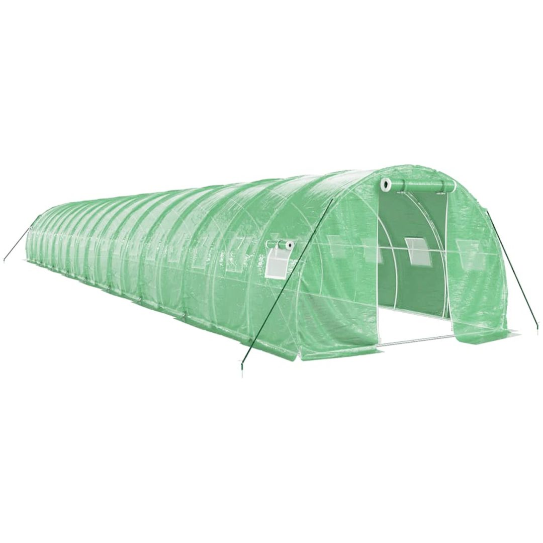 Växthus med stålram grön 54 m² vidaXL 18 x 3 x 2 m – bild 2