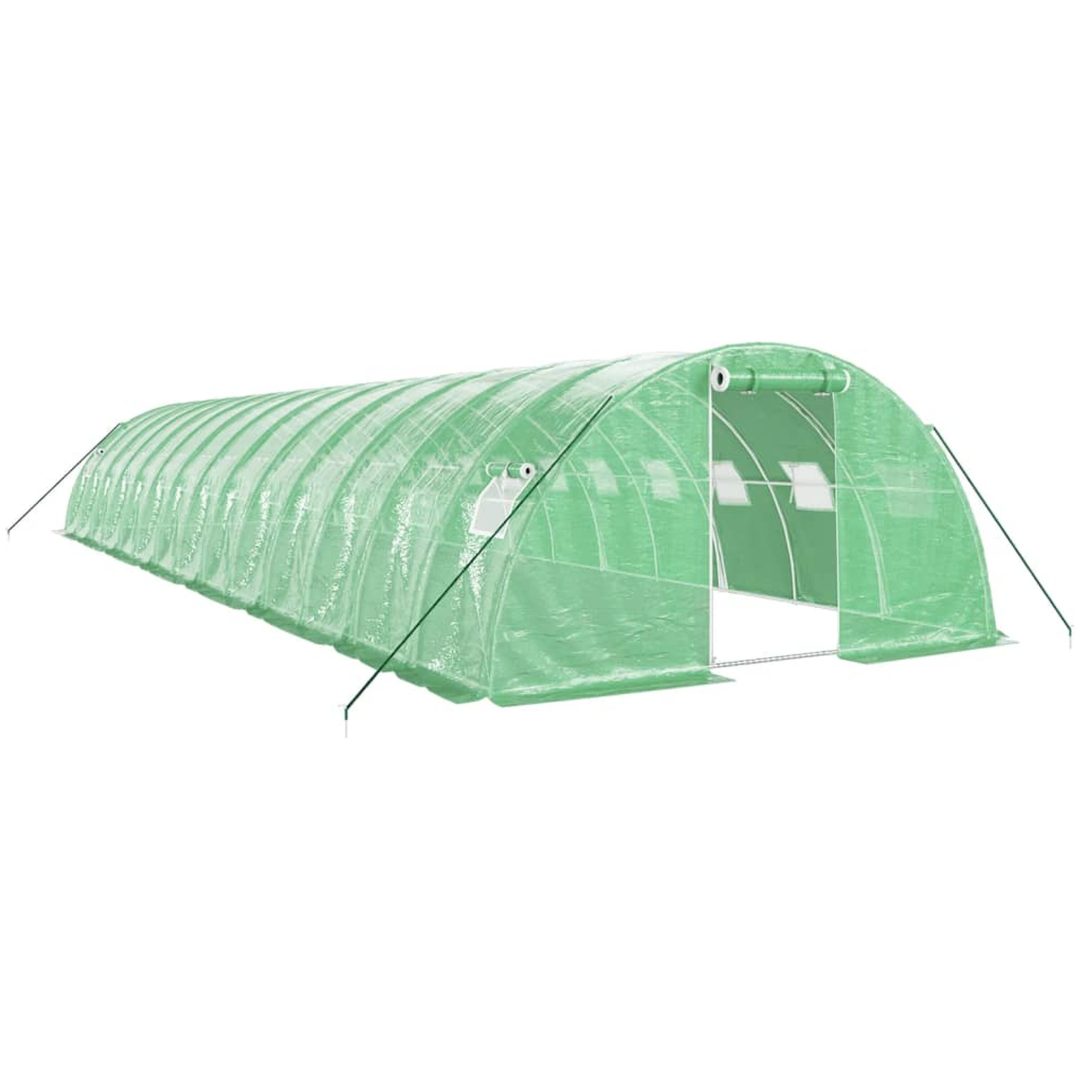 Växthus med stålram grön 56 m² vidaXL 14 x 4 x 2 m – bild 2