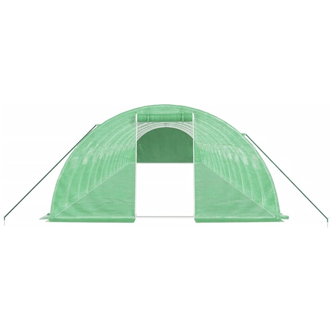 Växthus med stålram grön 56 m² vidaXL 14 x 4 x 2 m – bild 4