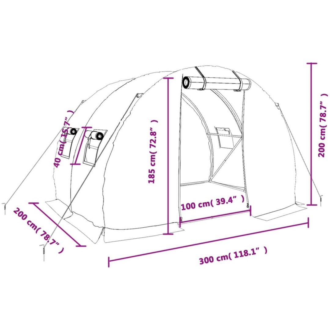 Växthus med stålram grön 6 m² vidaXL 3 x 2 x 2 m – bild 12