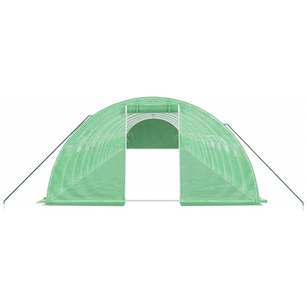 Växthus med stålram grön 64 m² vidaXL 16 x 4 x 2 m – bild 4