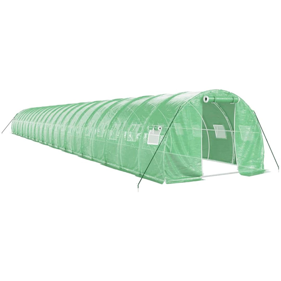 Växthus med stålram grön 66 m² vidaXL 22 x 3 x 2 m – bild 2