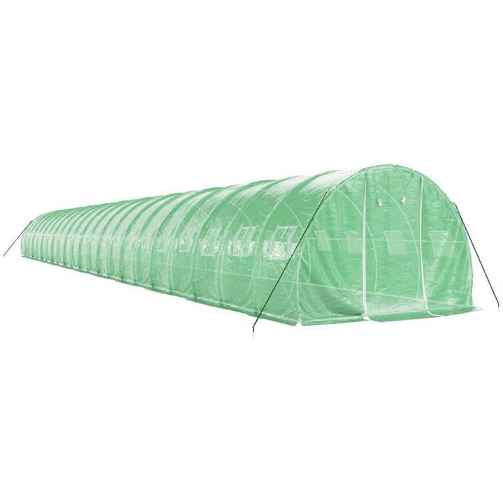 Växthus med stålram grön 66 m² vidaXL 22 x 3 x 2 m – bild 3