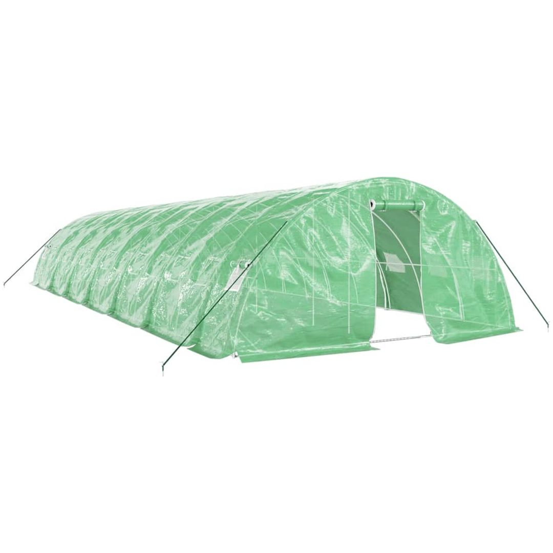 Växthus med stålram grön 70 m² vidaXL 14 x 5 x 2.3 m – bild 2