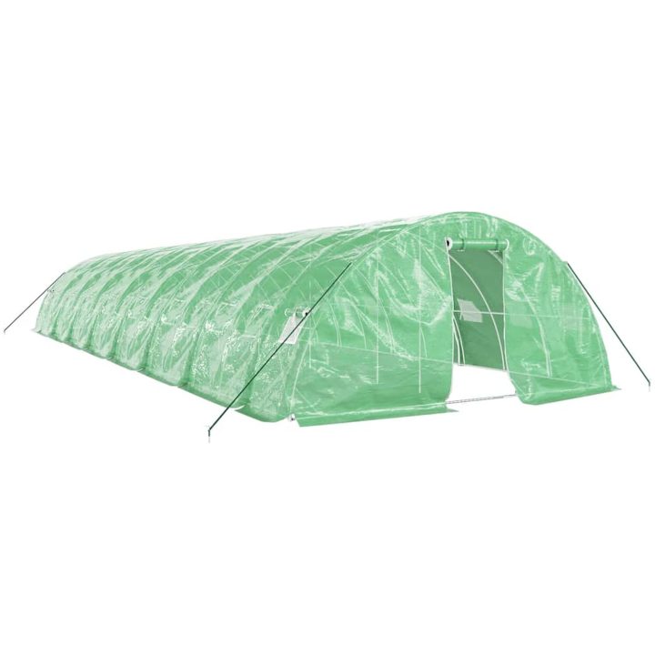 Växthus med stålram grön 80 m² vidaXL 16 x 5 x 2.3 m – bild 2