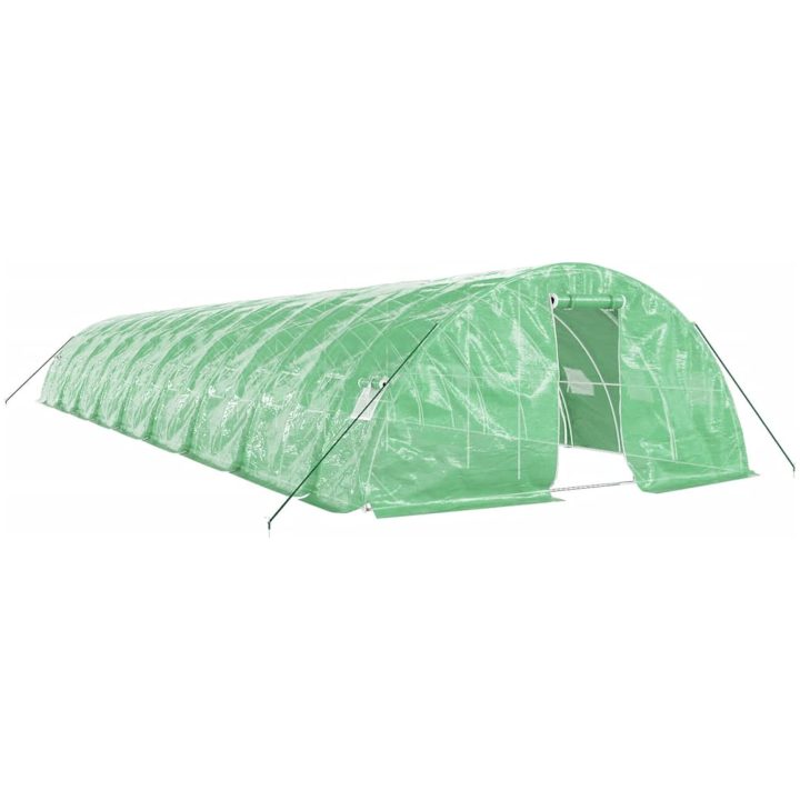 Växthus med stålram grön 90 m² vidaXL 18 x 5 x 2.3 m – bild 2