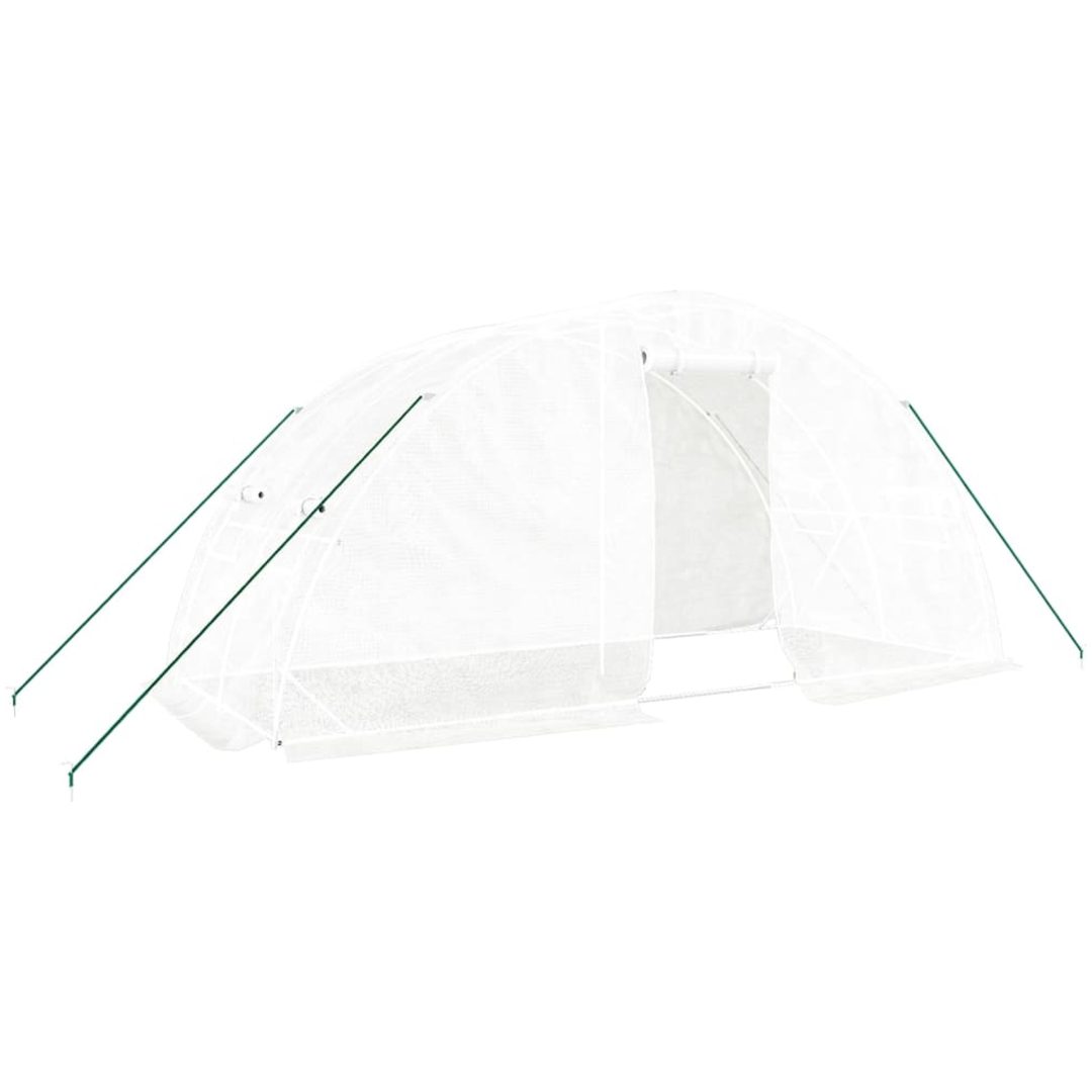 Växthus med stålram vit 10 m² vidaXL 5 x 2 x 2.3 m – bild 2