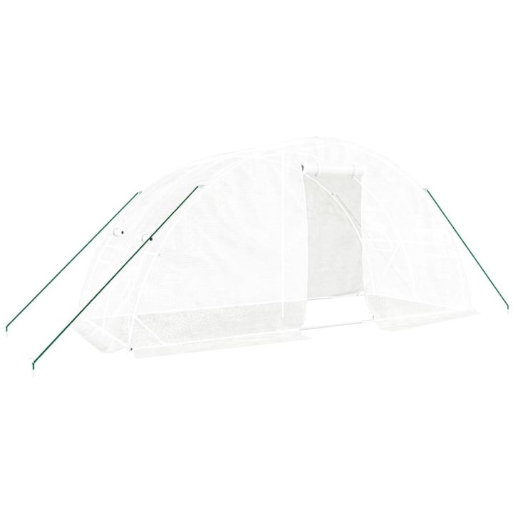 Växthus med stålram vit 10 m² vidaXL 5 x 2 x 2.3 m – bild 2
