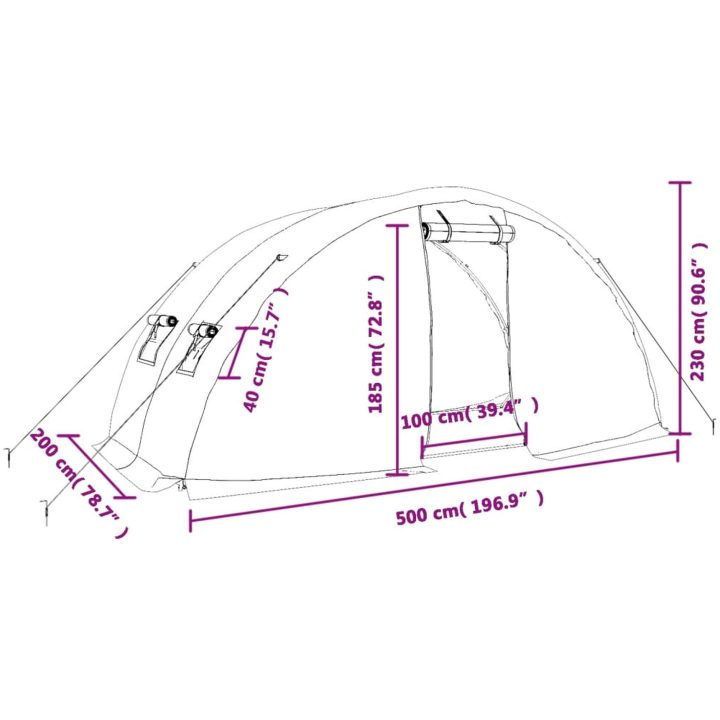 Växthus med stålram vit 10 m² vidaXL 5 x 2 x 2.3 m – bild 12