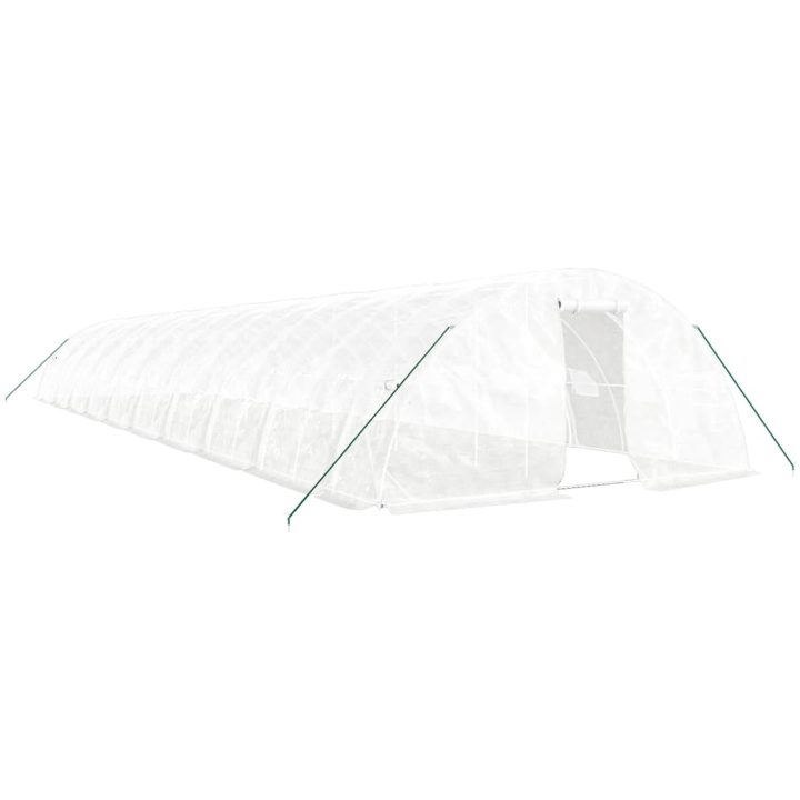 Växthus med stålram vit 100 m² vidaXL 20 x 5 x 2.3 m – bild 2