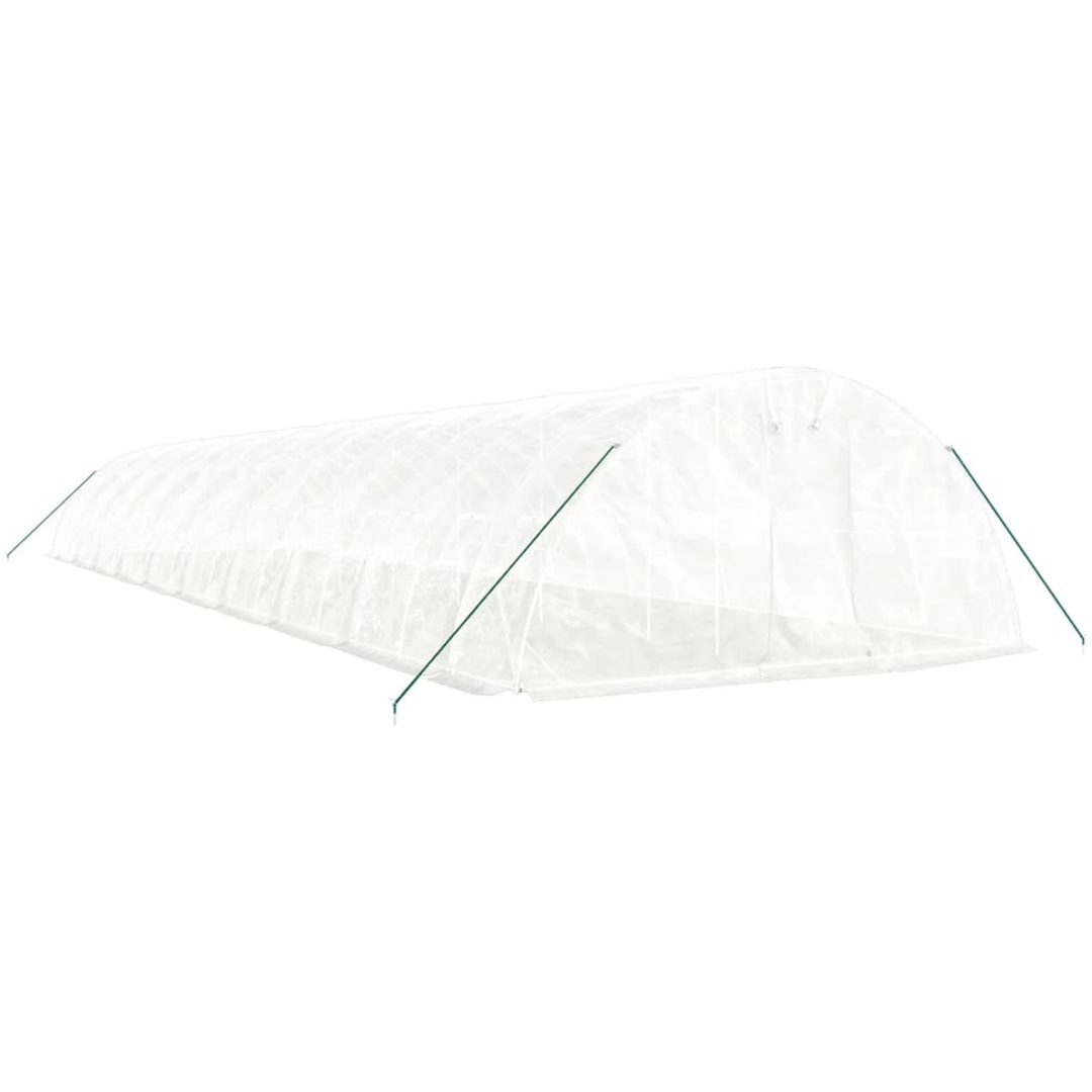 Växthus med stålram vit 100 m² vidaXL 20 x 5 x 2.3 m – bild 3