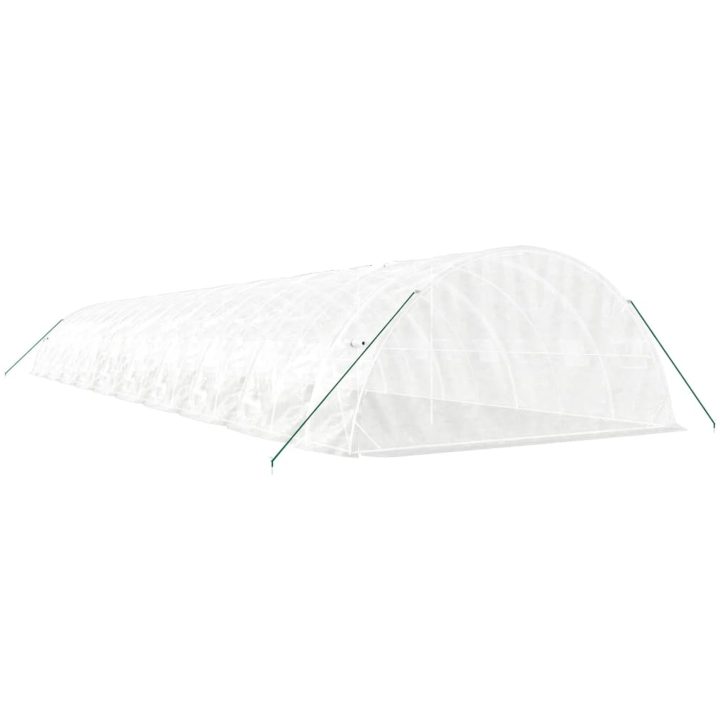 Växthus med stålram vit 100 m² vidaXL 20 x 5 x 2.3 m – bild 6