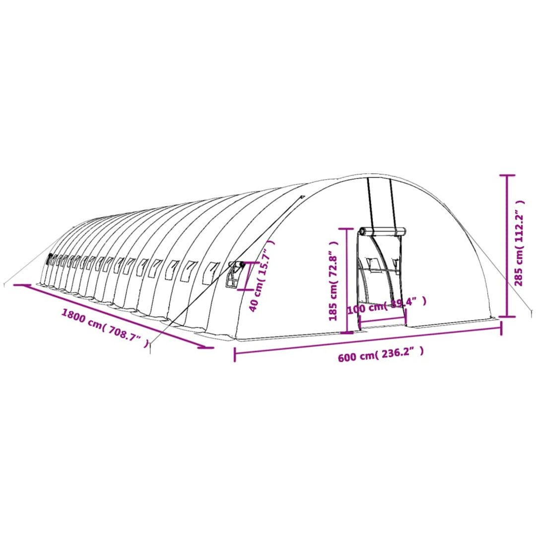 Växthus med stålram vit 108 m² vidaXL 18 x 6 x 2.85 m – bild 12