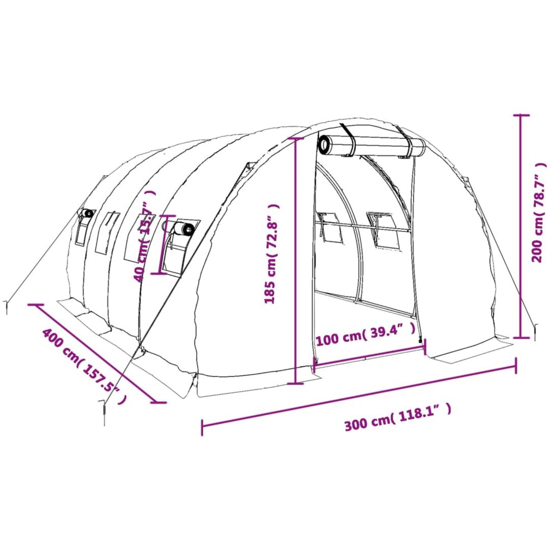 Växthus med stålram vit 12 m² vidaXL 4 x 3 x 2 m – bild 12