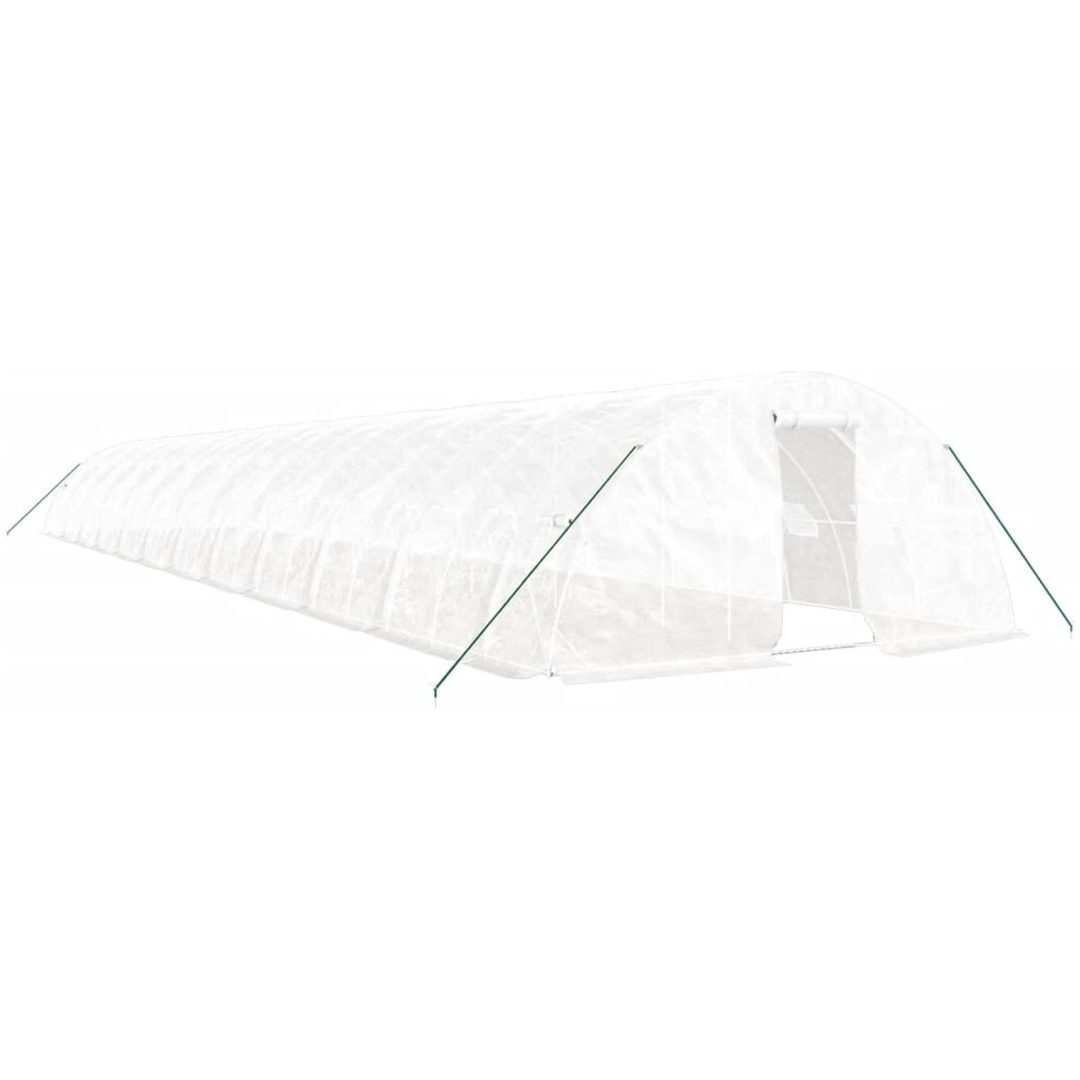 Växthus med stålram vit 120 m² vidaXL 24 x 5 x 2.3 m – bild 2