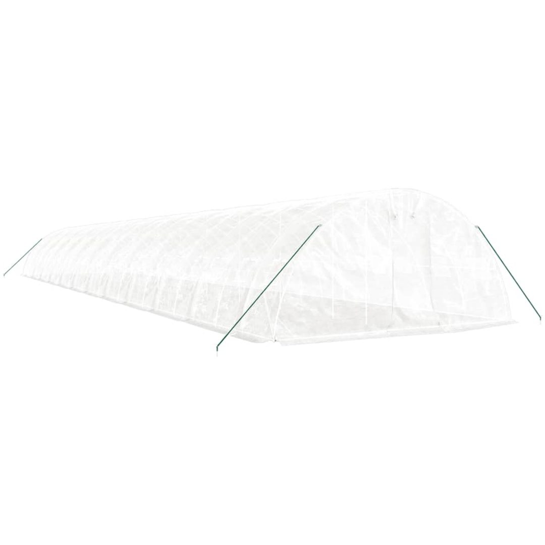 Växthus med stålram vit 120 m² vidaXL 24 x 5 x 2.3 m – bild 3