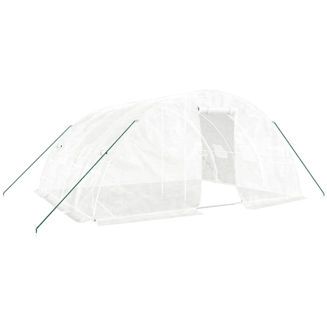 Växthus med stålram vit 20 m² vidaXL 5 x 4 x 2.3 m – bild 2