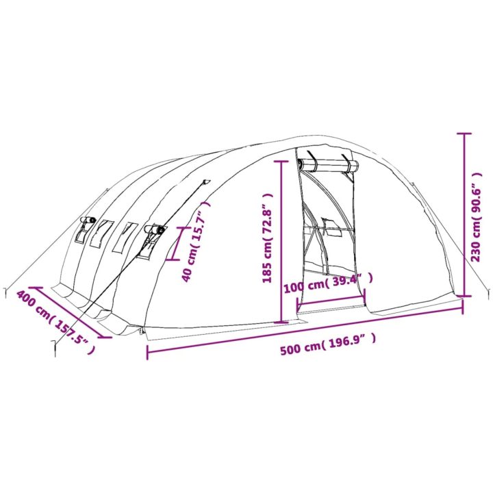 Växthus med stålram vit 20 m² vidaXL 5 x 4 x 2.3 m – bild 12