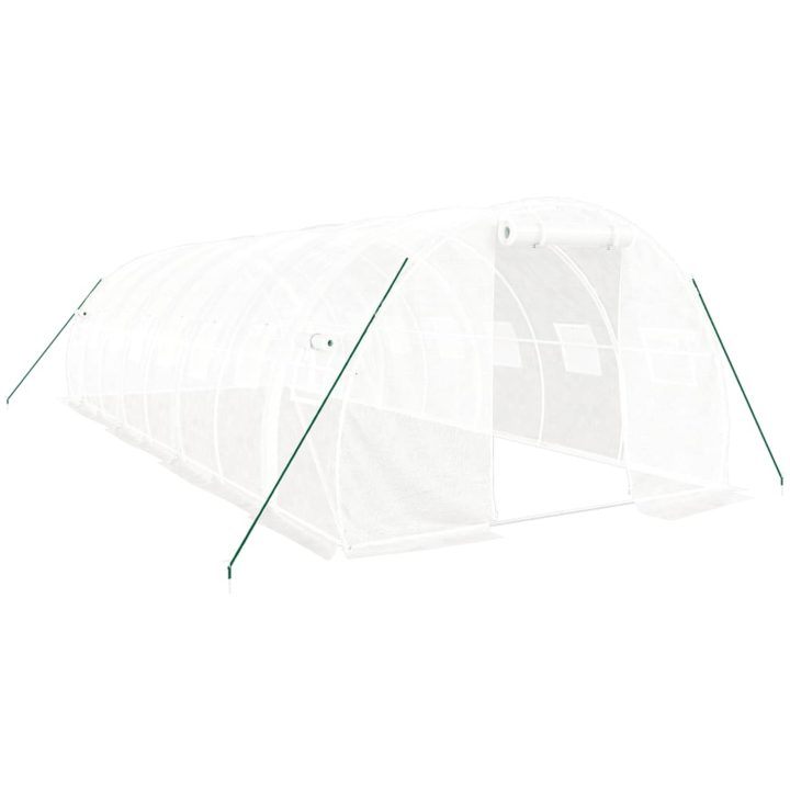Växthus med stålram vit 24 m² vidaXL 8 x 3 x 2 m – bild 2
