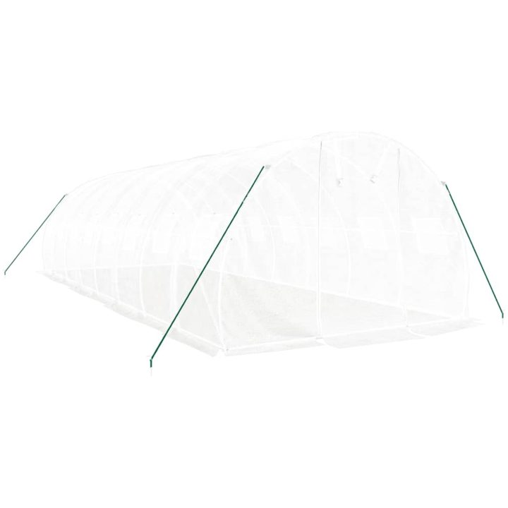 Växthus med stålram vit 24 m² vidaXL 8 x 3 x 2 m – bild 3