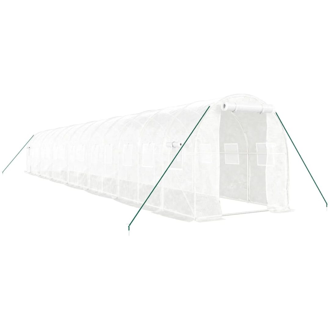 Växthus med stålram vit 28 m² vidaXL 14 x 2 x 2 m – bild 2