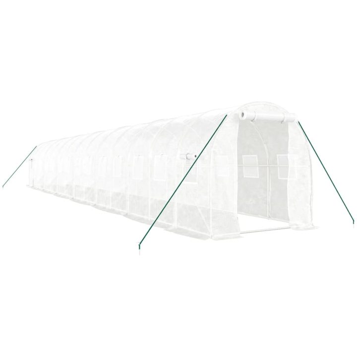 Växthus med stålram vit 28 m² vidaXL 14 x 2 x 2 m – bild 2