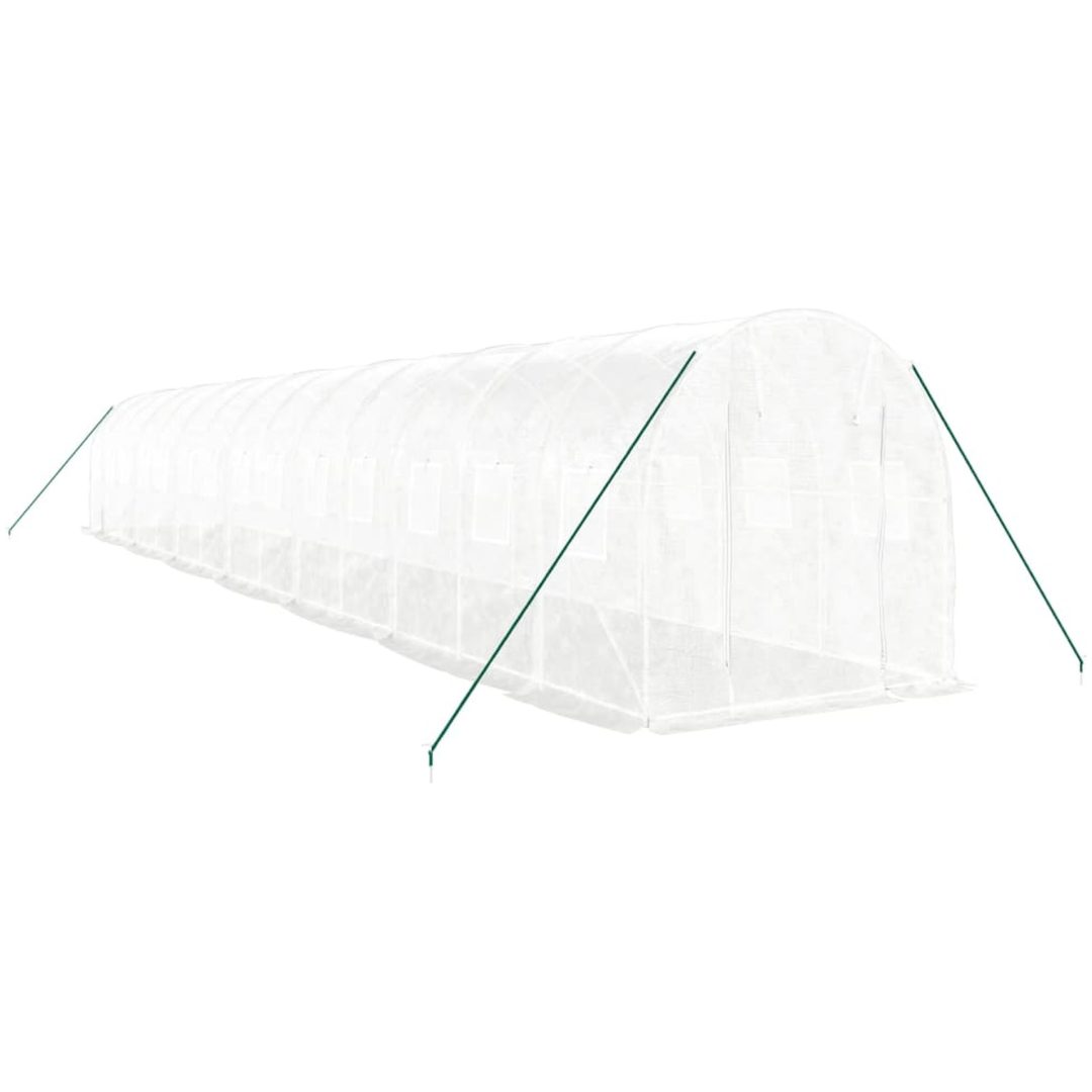 Växthus med stålram vit 28 m² vidaXL 14 x 2 x 2 m – bild 3