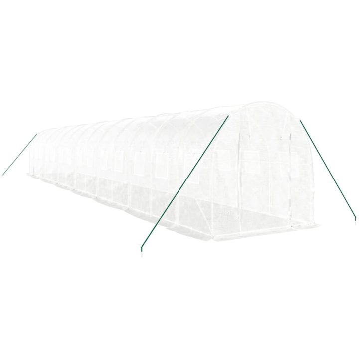 Växthus med stålram vit 28 m² vidaXL 14 x 2 x 2 m – bild 3