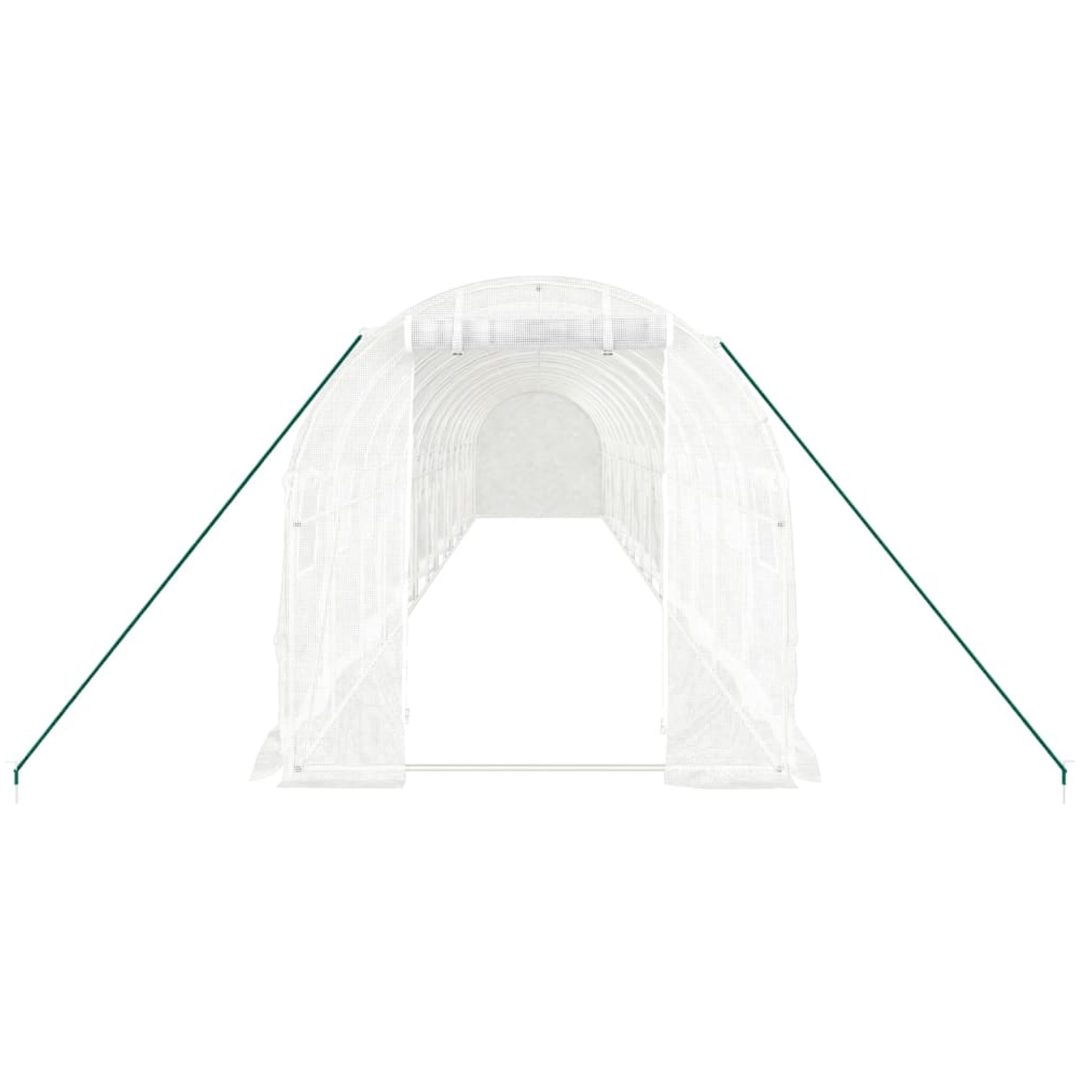 Växthus med stålram vit 28 m² vidaXL 14 x 2 x 2 m – bild 4