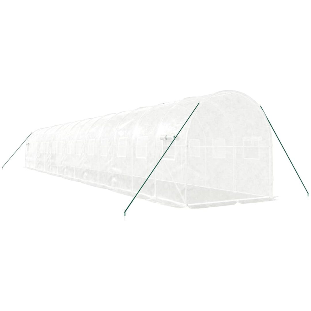 Växthus med stålram vit 28 m² vidaXL 14 x 2 x 2 m – bild 6