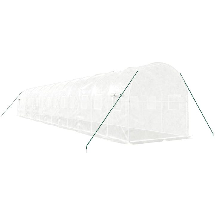 Växthus med stålram vit 28 m² vidaXL 14 x 2 x 2 m – bild 6