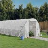 Växthus med stålram vit 28 m² vidaXL 14 x 2 x 2 m – miniatyr 1