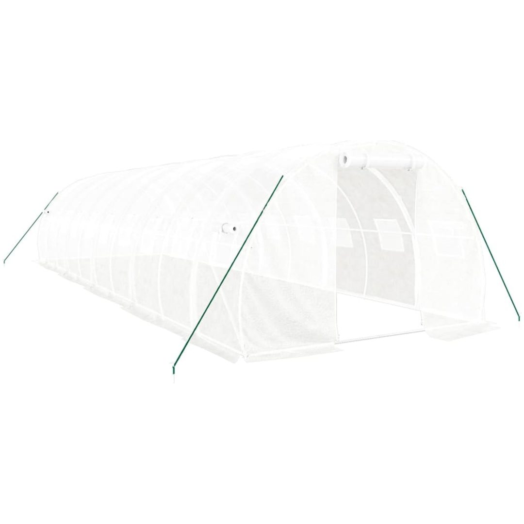 Växthus med stålram vit 30 m² vidaXL 10 x 3 x 2 m – bild 2