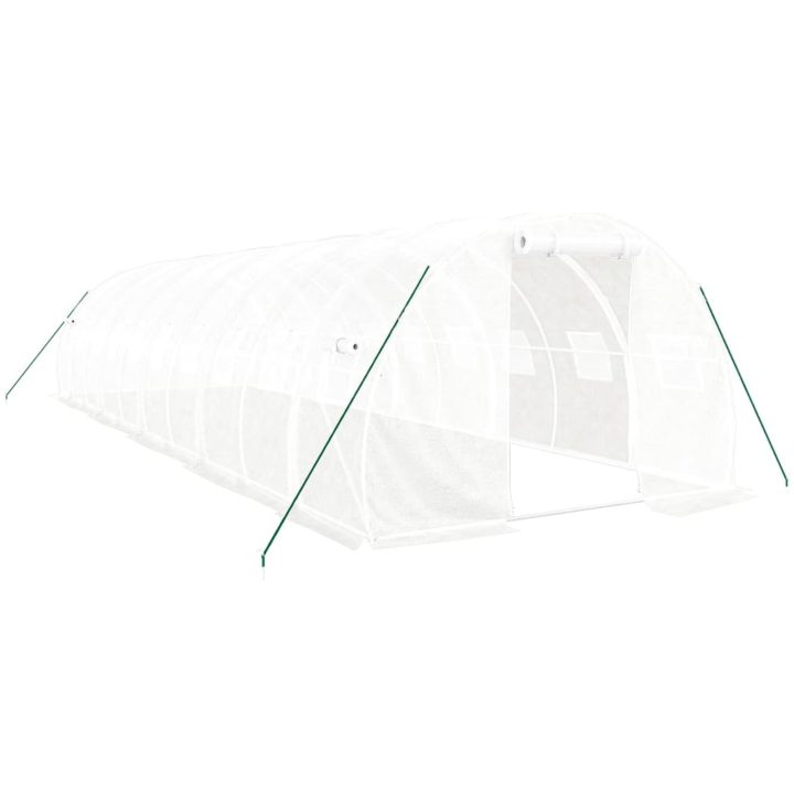 Växthus med stålram vit 30 m² vidaXL 10 x 3 x 2 m – bild 2