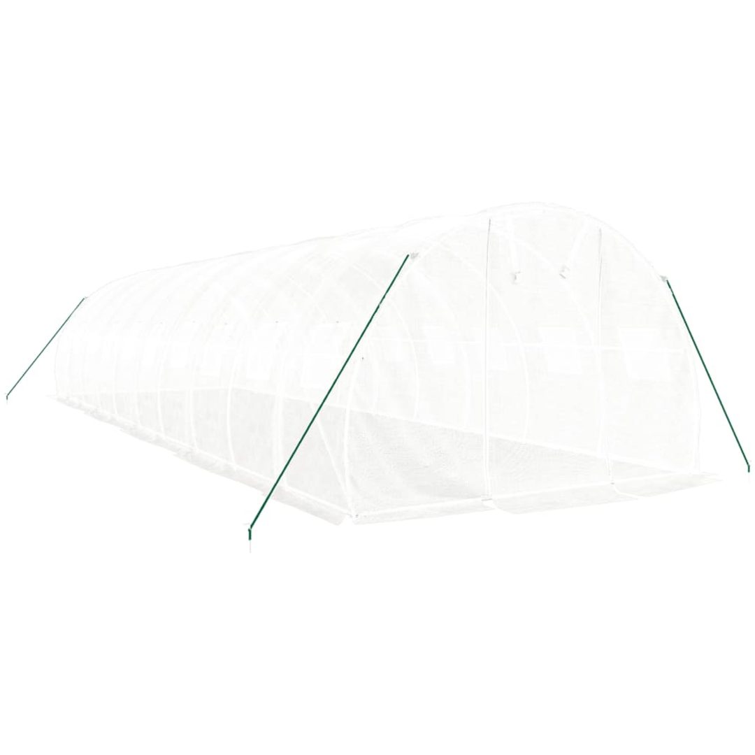 Växthus med stålram vit 30 m² vidaXL 10 x 3 x 2 m – bild 3